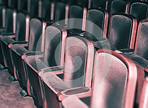 Empty theater chairs, retro auditorium