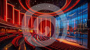 Empty Theater With Red Curtain