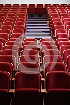 Empty theatre with red seats