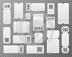 Empty tickets. Airplane movie coupon, ticket admission mock up. Horizontal event cinema or theater card template