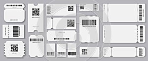 Empty tickets template. Set blank concert ticket, lottery coupons. Event coupon or cinema movie theater cards. Festival