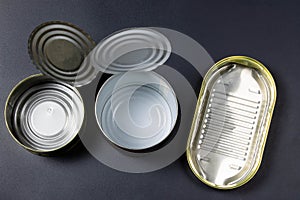 Empty tin cans close up