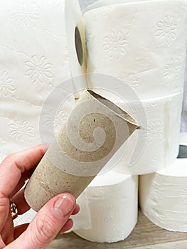 Empty toilet paper roll concept