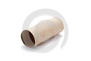 Empty Toilet Paper Roll Isolated white background single tube