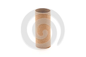 Empty Toilet Paper Roll Isolated white background single tube