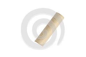 Empty toilet paper roll tube isolated on white background