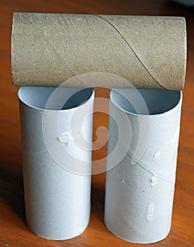 Empty toilet paper rolls.