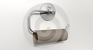 Empty Toilet Roll On Chrome Hanger