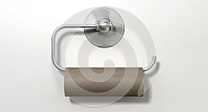 Empty Toilet Roll On Chrome Hanger