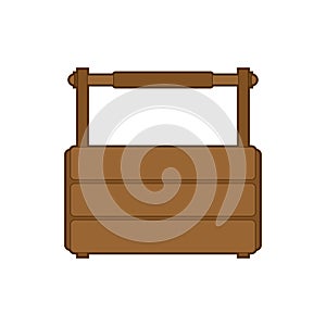 Empty toolbox. wooden tool box. vector illustration