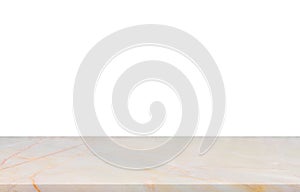 Empty top marble table on white background for your product display or montage, 3D rendering