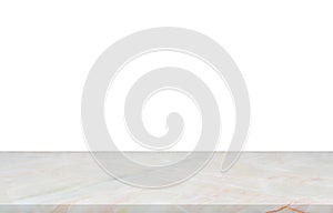 Empty top marble table on white background for your product display or montage, 3D rendering