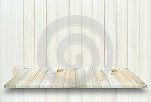 Empty top view of wooden table on wood background, For display