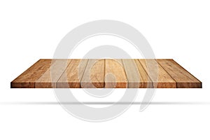 Empty top of wooden flooring isolated on white background