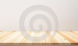 Empty top wooden table and cement wall background. Empty ready for your product display or montage. illustration 3D rendering