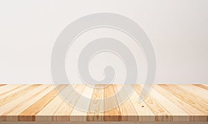 Empty top wooden table and cement wall background. Empty ready for your product display or montage. illustration 3D rendering