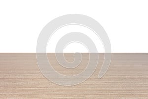 Empty top of wooden table or counter isolated on white background