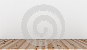 Empty top wooden table on white concrete background, Empty ready for your product display or montage, 3D rendering