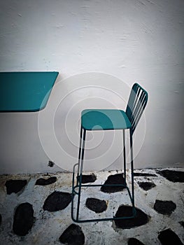 Empty tosca chair and table on white background