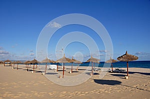 Tunesia: Empty tourist beach at Yasmine Hamamet photo