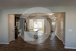 Empty Townhome Floor with Kitchen