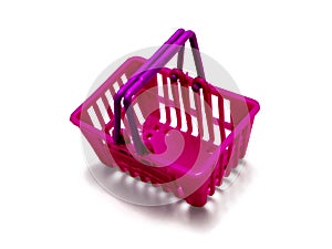 Empty toy shopping basket isolated on white