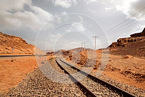 Empty train Railway in Desert