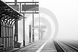 Empty train station platform