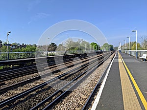 Empty train station in suburban London