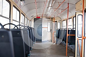 Empty tram interior