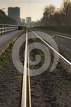 Empty tram rails