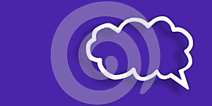 Empty transparent cloud paper speech bubble shape against blue background