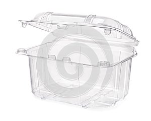 Empty transparent plastic food container