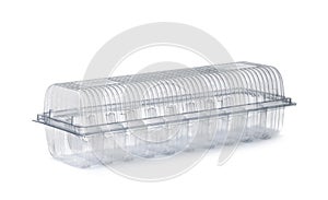Empty transparent plastic food container