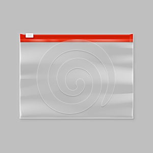 Empty transparent plastic zipper slider bag