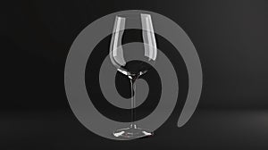 Empty transparent wine glass mockup isolated on black background.