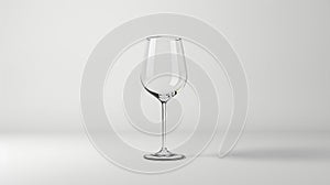 Empty transparent wine glass mockup isolated on white background.