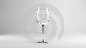 Empty transparent wine glass mockup isolated on white background.