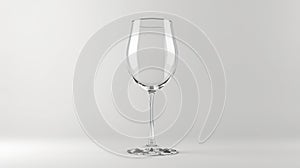 Empty transparent wine glass mockup isolated on white background.