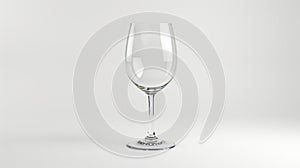 Empty transparent wine glass mockup isolated on white background.