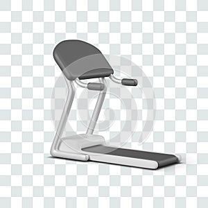 Empty treadmill. Sports equipment for indoor running. Vector isolated illustration
