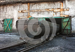 Empty trolley on mine yard