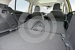 Empty trunk with rear seats folded of the passenger car