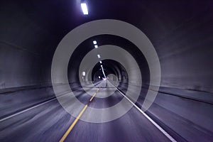 Empty tunnel road with motion blur, Norway