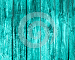 Empty turquoise wooden background.