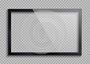 Empty tv frame with reflection and transparency screen isolated. Lcd monitor vector illustration