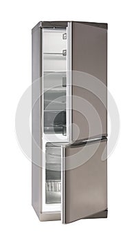 Empty two door refrigerator