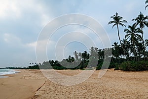 Empty, uncrowded coastline of south Sri Lanka