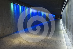 Empty underground concrete tunnel