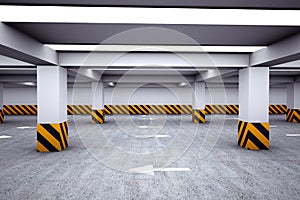 Empty underground parking area
